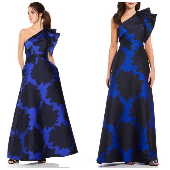 Adrianna Papell Dresses & Skirts - Adrianna Papell Floral Jacquard One Shoulder  Gown
